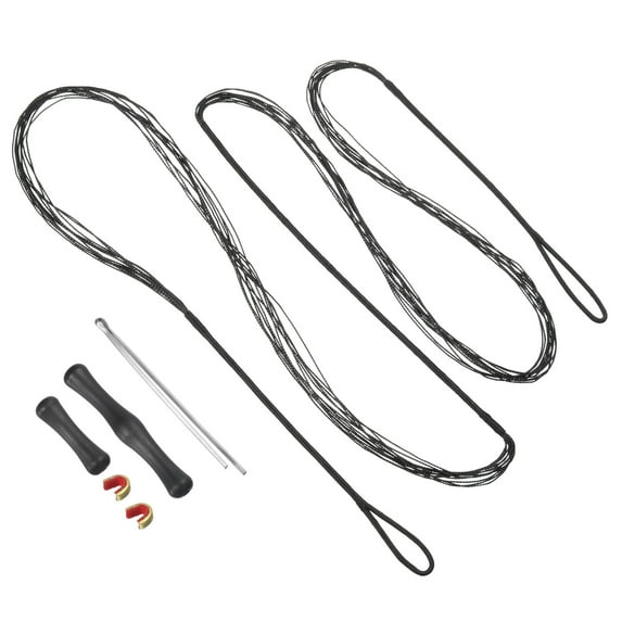 12 Strands Bow String Replacement with 2 Nock Points Bowstring Finger Guards for AMO 60", Black