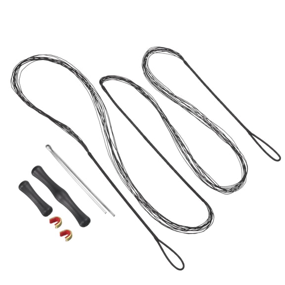 12 Strands Bow String Replacement with 2 Nock Points Bowstring Finger Guards for AMO 68", Black