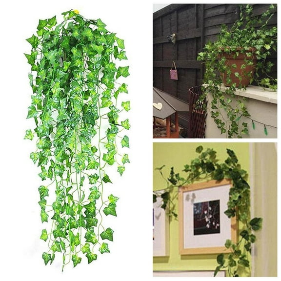 12 Strands of Artificial Ivy Leaves Vine Garland Flowers Silk Fake Hanging Ivy Plants for Wedding Party Garden Home Wall Decor(78.7 IN)
