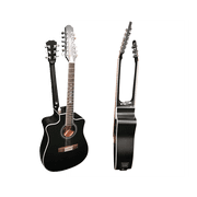 12 String Acoustic / 6 String Acoustic, Double Sided, Dreadnought, Travel, Busuyi Guitar, Black All Levels