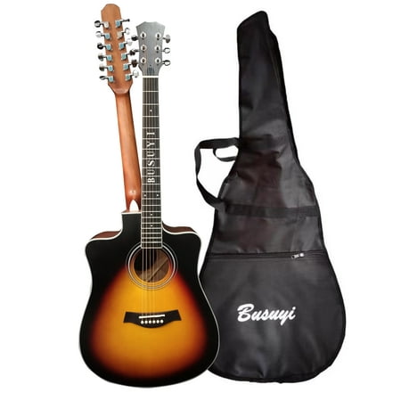 12 String Acoustic / 6 String Acoustic, Double Sided, Dreadnought, Travel, Busuyi Guitar, (Sunset) All Levels