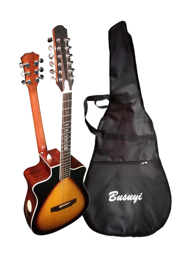 12 String Acoustic / 6 String Acoustic, Double Sided, Travel, Busuyi Guitar, (Sunset) All Levels