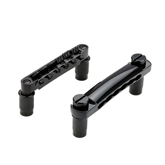 12 String Saddle Tune-O- Bridge & Tailpiece Set for LP Electric Guitar Parts (Black)