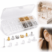 12 Styles 600 Pcs Earring Backs for Studs, Clear Plastic Earrings Hypoallergenic Metal Rubber Silicone Earring Backs Bullet Clutch Stoppers Replacement Kits for Fish Hook Earring Studs Hoops