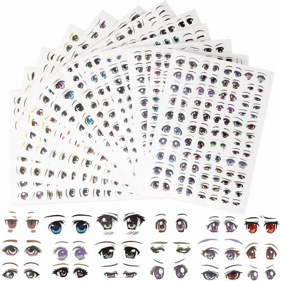 12 Styles Cartoon Eye Stickers Wiggle Eye Labels Stickers Mixed Color Self Adhesive Decals for Art Craft DIY Scrapbooking Ceramics Comic Clay Notebook Decoration Party Favor for DIY