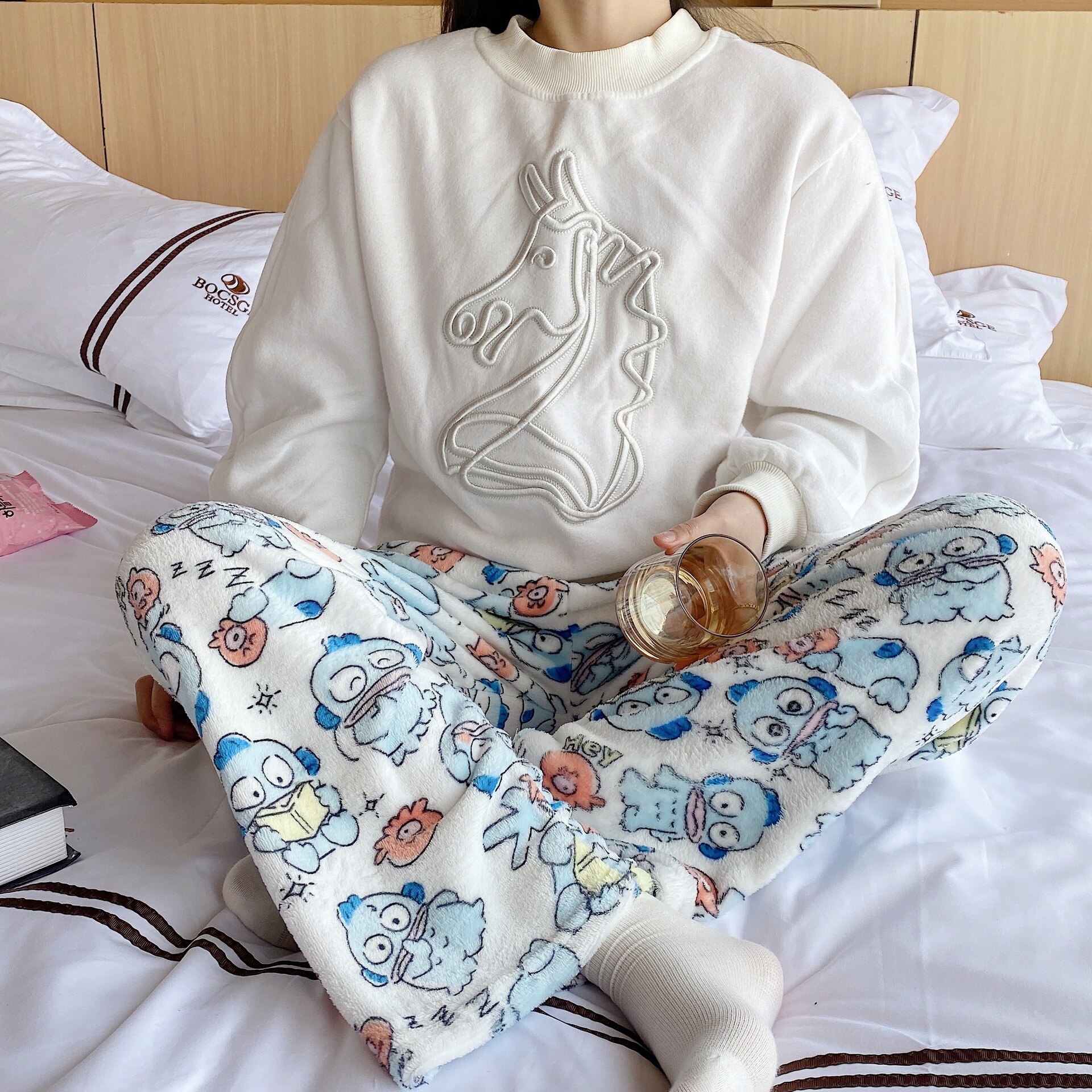 12 Styles Hello Kitty Flannel Pajama Pants Kawaii Hangyodon Pochacco