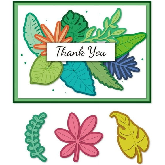 12 Styles Tropical Leaves Cutting Dies Card Making Plant Die Cut Carbon Steel Die Cuts Stencils Scrapbooking Embossing Template Dies for DIY Greeting Card Craft Albums Gift Decor