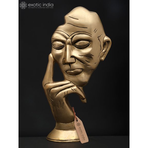 12" Stylized Thinking Man | Brass Statue | Table Decor