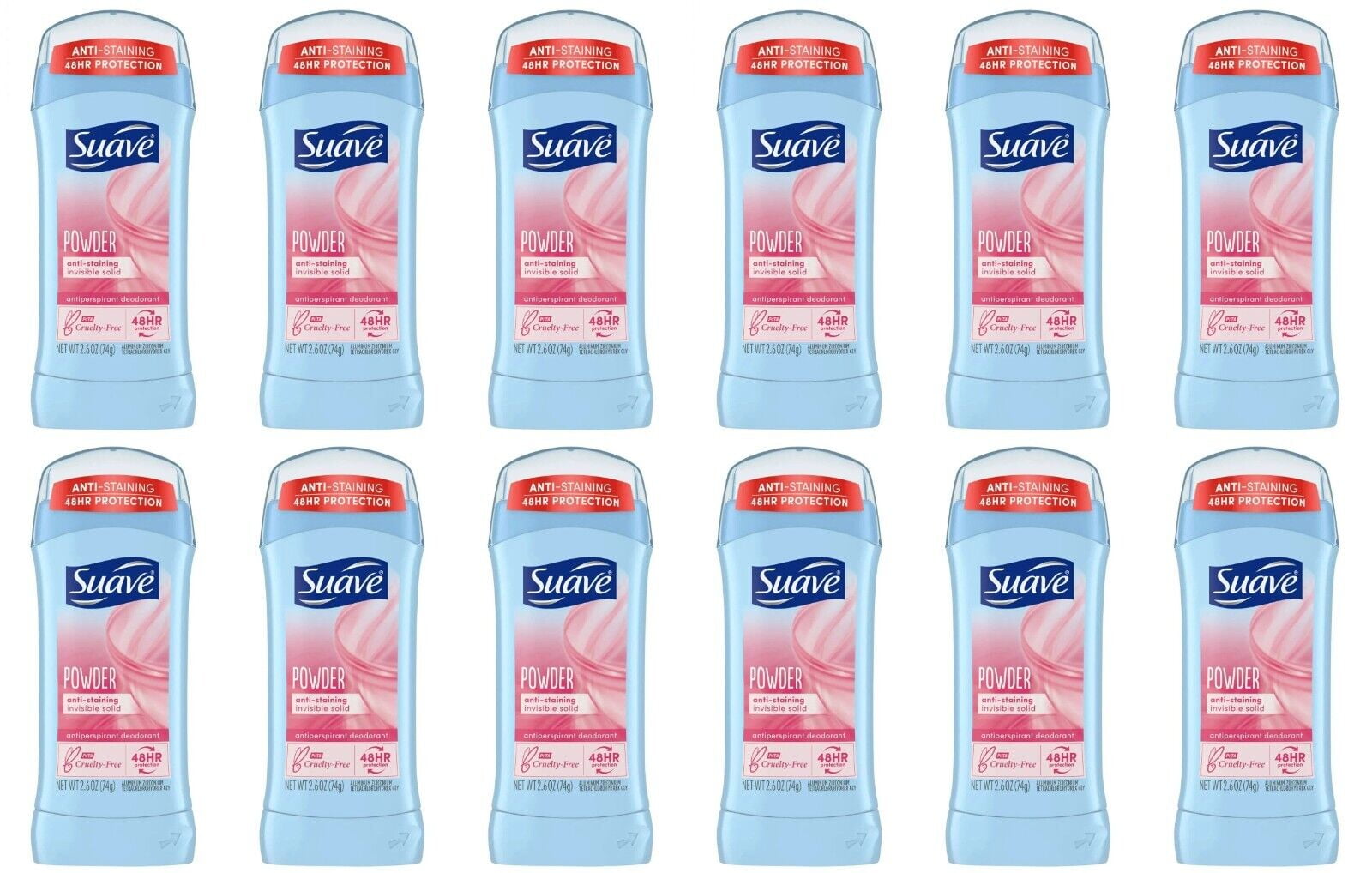 Suave Women's Antiperspirant Deodorant Stick, Powder, 2.6 oz, 48hour