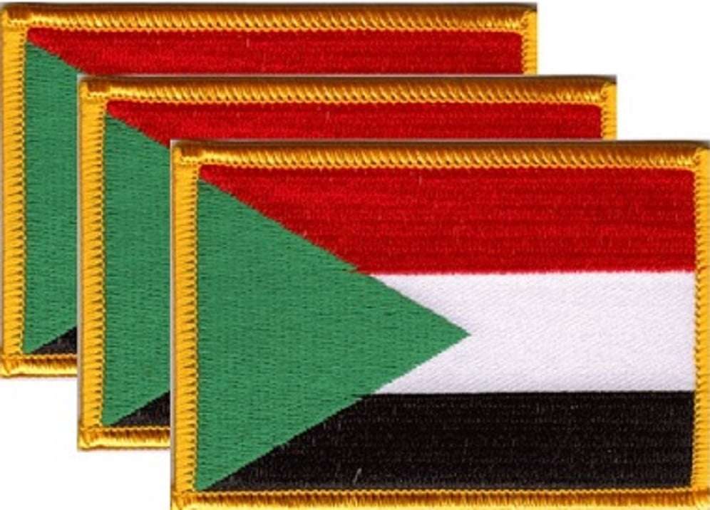 12 Sudan Flag Patches, Embroidered Iron On or Sew On, Measures 3.50" x 2.25"