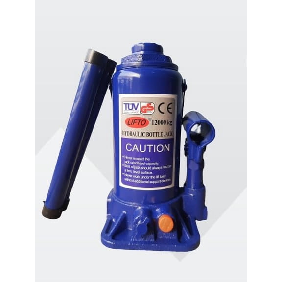 12 TON Universal Hydraulic Universal Bottle Car Jack, Compatible for Lifting All Cars, Material - Alloy Steel, Color - Blue, Lifting Capacity (12000 KG)
