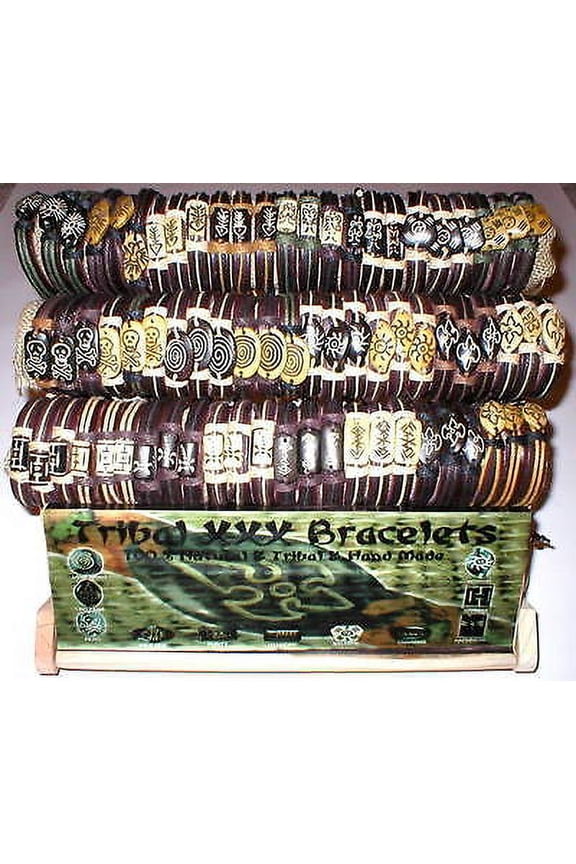 12 TRIBAL SURFER LEATHER BRACELETS ASSORTED JEWELRY