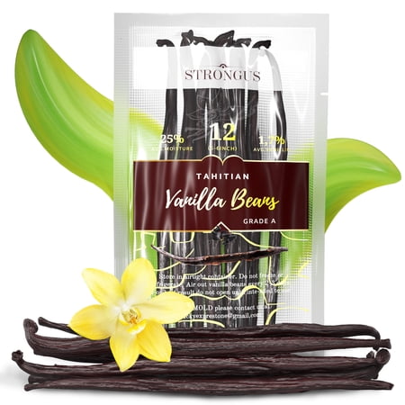 12 Tahitian Vanilla Pods - Grade A - Ideal for Baking, Homemade Extract, and Cooking
