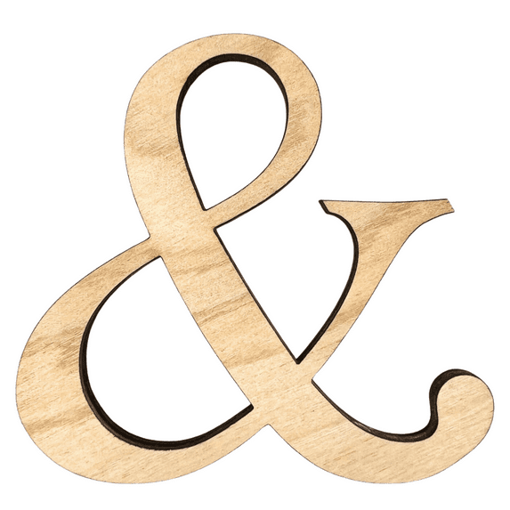 12" Tall BIRCH Wood Letter & "And Symbol" Ampersand | Krafty Supply 1/4" Thick Wooden Letters | Wood Craft Letter | Monotype Font | Fancy Fonts