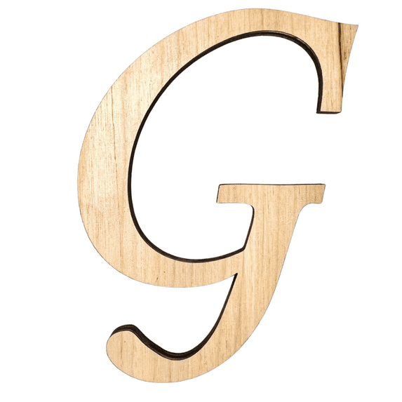 12" Tall BIRCH Wood Letter G | Krafty Supply 1/4" Thick Wooden Letters | Wood Craft Letter | Monotype Font | Fancy Fonts