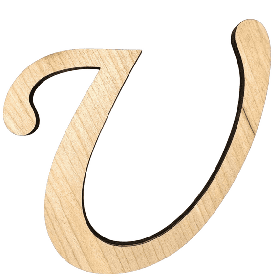 12" Tall BIRCH Wood Letter U | Krafty Supply 1/4" Thick Wooden Letters | Wood Craft Letter | Monotype Font | Fancy Fonts