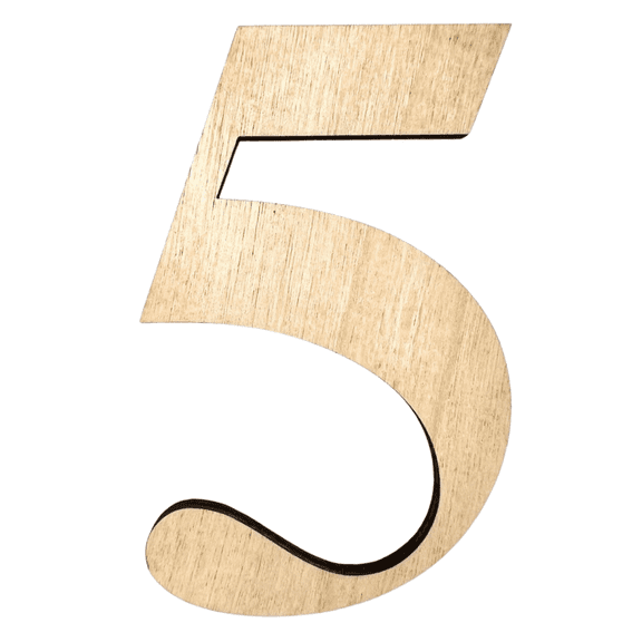 12" Tall Birch Number 5| 1/4" Thick Birch Plywood| Krafty Supply Letters | Times | Wooden Letter