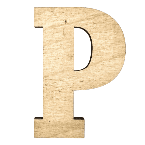 12" Tall Birch Plywood Letter P | 1/4" Thick | Krafty Supply Letters | RockTimes