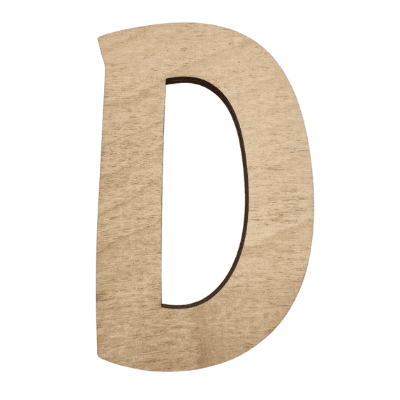 12" Tall Birch Wood Letter D | 1/4" Thick | Wood Craft Letter | American Font