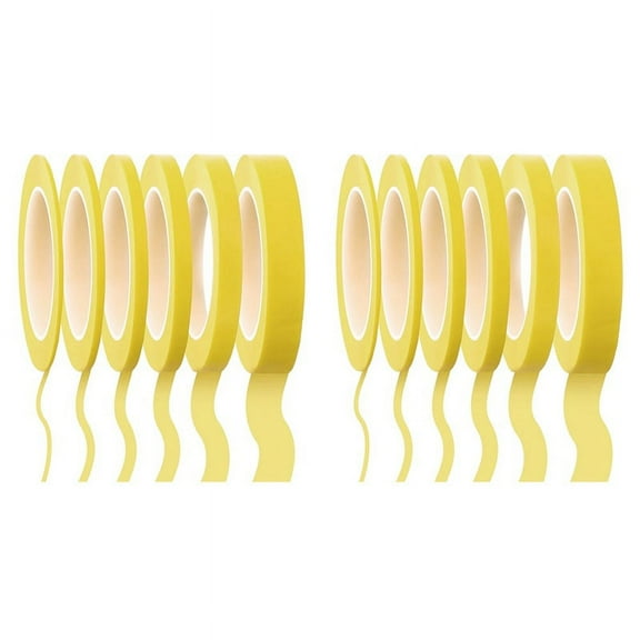12 Tape 1/16,7/10,1/8,1/4,1/2,3/4 Inch x 55Yard, Fineline Masking Tape, Painters Automotive Masking Tape