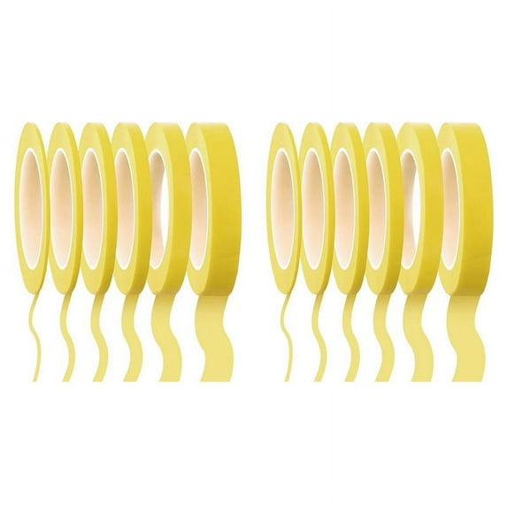12 Tape 1/16,7/10,1/8,1/4,1/2,3/4 Inch x 55Yard, Fineline Masking Tape, Painters Automotive Masking Tape