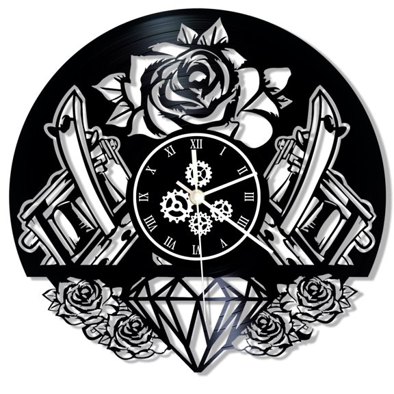 12" Tattoo Studio Vinyl Record Wall Clock Silent for Tattoo Artist Gifts Tattoo Shop Clock, Vintage Decorative Wall Clock, Silent Non Ticking, Tattoo Artist Studio Gifts for Men