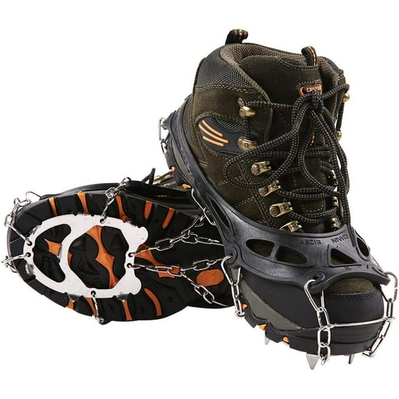 12 Teeth Stainless Steel Crampons Slip-Resistant Outdoor Ski Ice Snow Hiking Climbing Traction Cleats, Grips, Crampons, Ice Spikes, Ice Grips