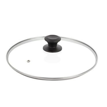 12" Tempered Glass Lid for Frying Pan, Clatine Replacement Cover with Black Knob Stainless Steel Rim for 12 inch Cookware, Skillets, Cast Iron, Cast Alluminium Pans, 30CM