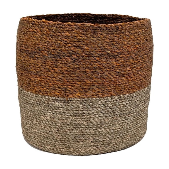 12" Terra Cotta Stripes Seagrass Basket by Ashland  - Spring Home Decor