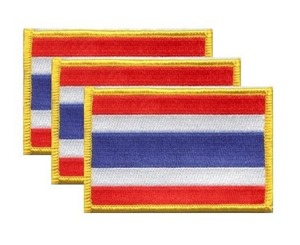 12 Thailand Flag Patches, Embroidered Iron On or Sew On, Measures 3.50" x 2.25"