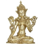 12" Tibetan Buddhist Goddess White Tara In Brass | Handmade | Made In India - Brass Statue