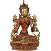 12" Tibetan Buddhist Goddess White Tara In Brass | Handmade | Made In India - Brass Statue