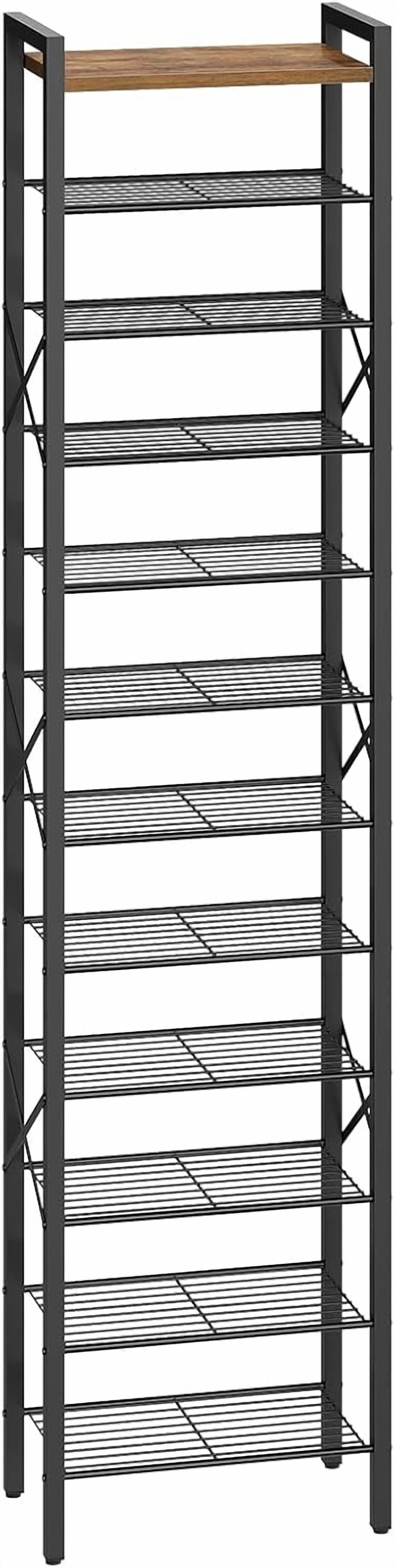 Steel Frame Shoe Rack 12-Tier Narrow Shoe Rack, Tall Shoe Rack for 12-24 Pairs, Slim Shoe ...