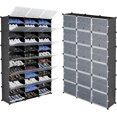 thumbnail image 1 of 12 Tier Portable Shoe Rack Organizer 72 Pair Covered Shoe Storage Shelves Rack 36 Grids Tower Shelf Storage Cabinet Stand Expandable for Heels,Boots,Slippers,Perfect For Entryway,Hallway,Closet,BLACK, 1 of 13