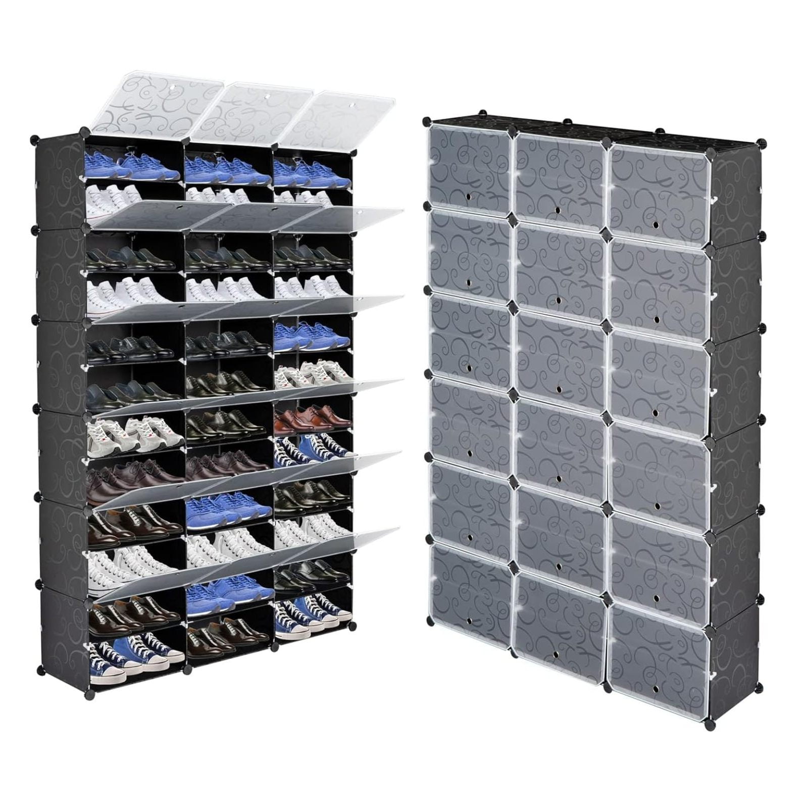 12 Tier Portable Shoe Rack Organizer 72 Pair Covered Shoe Storage ...