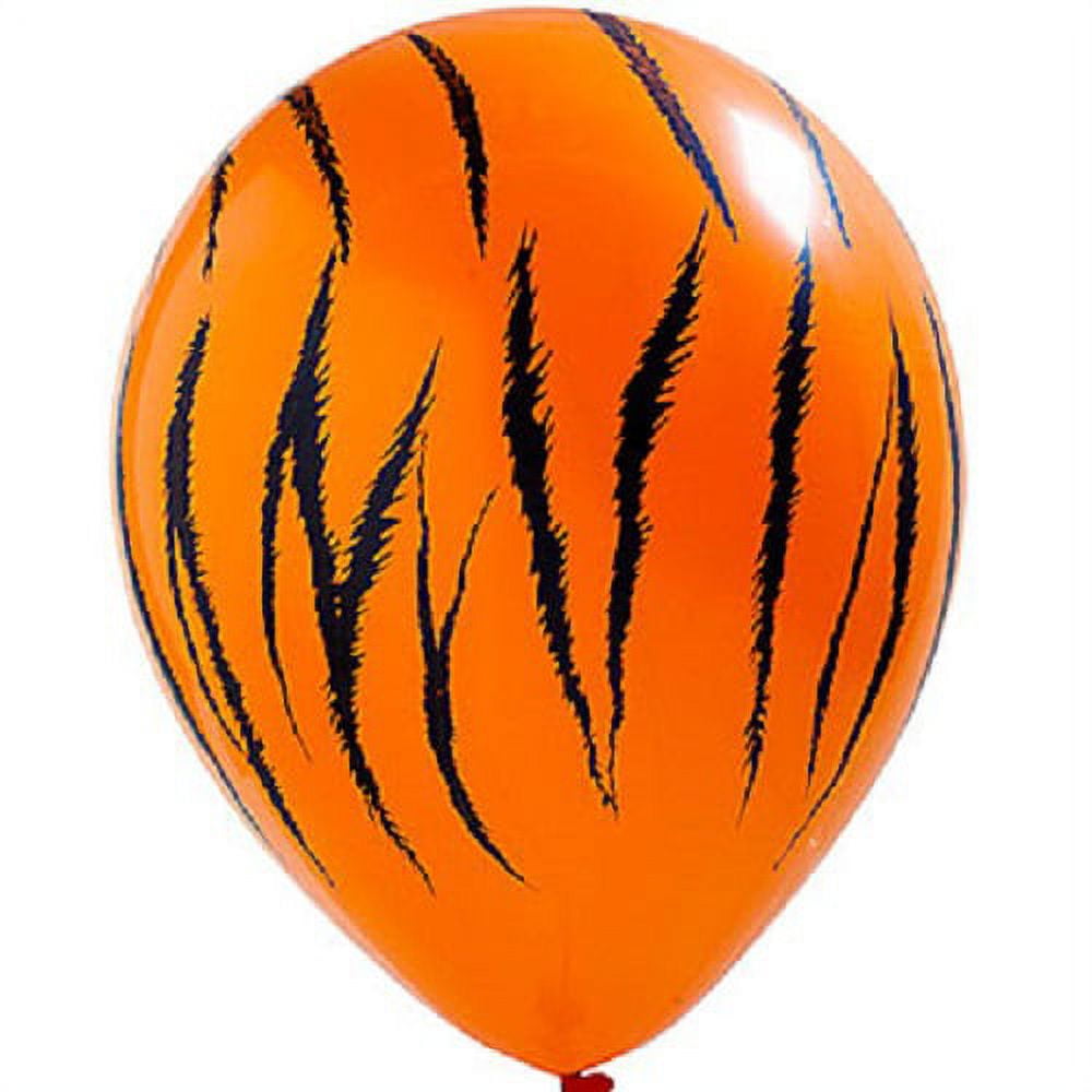 12 Tiger Print 11" Latex Balloons Qualatex Black & Orange Jungle Safari Party