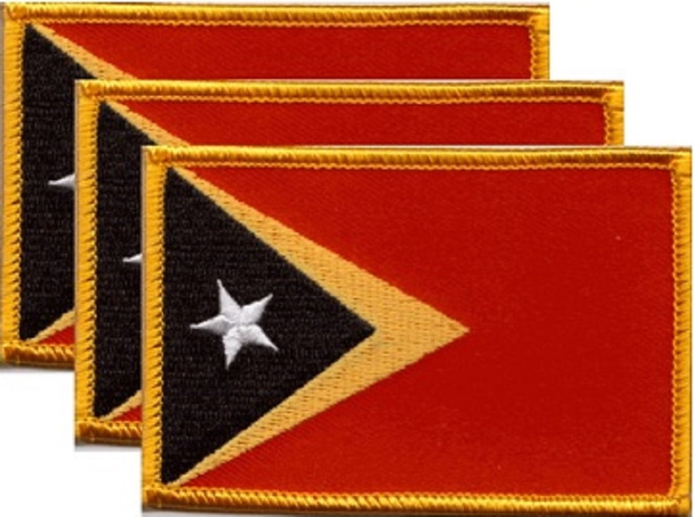 12 Timor Flag Patches, Embroidered Iron On or Sew On, Measures 3.50" x 2.25"