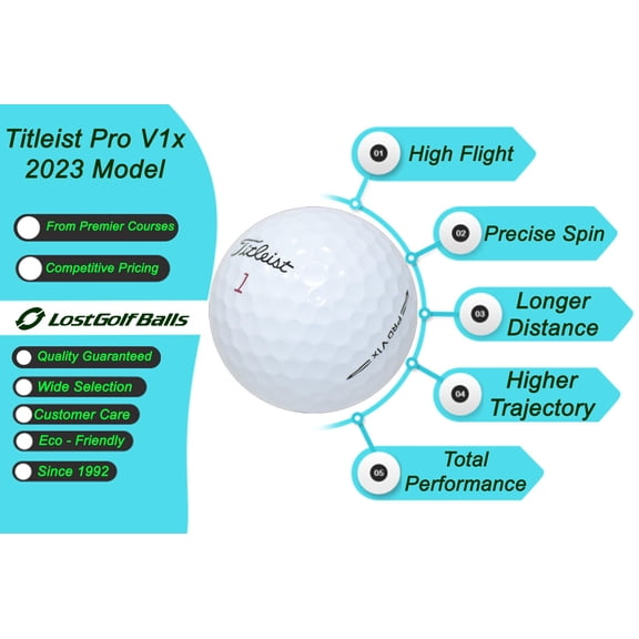 Pre-Owned LostGolfBalls - 12 Titleist Pro V1x Golf Balls in 2023 Year Model, AAA Quality, Used & Recycled Used Golf Balls, Titleist ProV1x, The #1 Ball in Golf, White