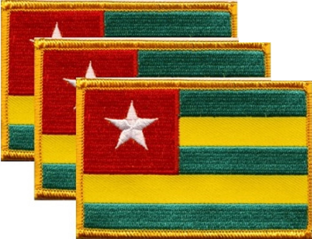 12 Togo Flag Patches, Embroidered Iron On or Sew On, Measures 3.50" x 2.25"