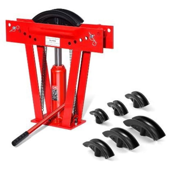 12 Ton Hydraulic Pipe Bender with 6 Dies, 90-180 Degree Adjustable Rollers, Heavy Duty Copper Exhaust Pipe Bending Machine