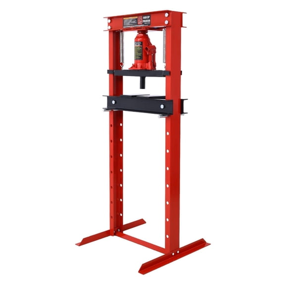 12 Ton Hydraulic Shop Press - Floor Mount H-Frame Press with Adjustable Table & Plates - Metalworking, Garage, Auto Repair