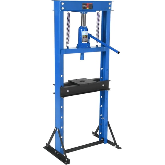 12-Ton Hydraulic Shop Press Heavy Duty H-Frame Floor Press with Adjustable Bed and Stamping Plates Overload Protection for Straightening Bending Bearings Garage and Auto Repair