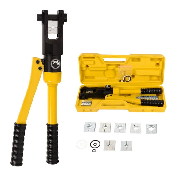 12 Ton Hydraulic Crimping Tool Set, 8 AWG-4/0 AWG Wire Lug Crimper with 8 Dies