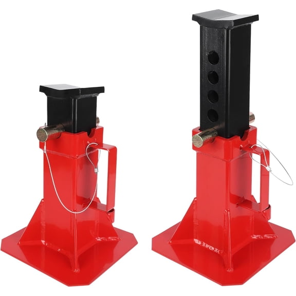 12-Ton Jack Stand Set (Pair), Pin-Style Heavy-Duty Vehicle Support Stands with Locking Pin for Auto Service, Red