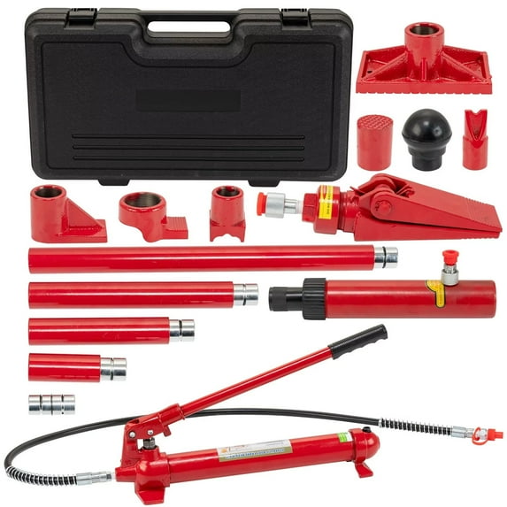 12 Ton Porta Power Hydraulic Jack Kit, 4.6 ft/1.4 m Oil Hose Car Jack Ram, for Automotive Repair, Garage, Heavy Equipment