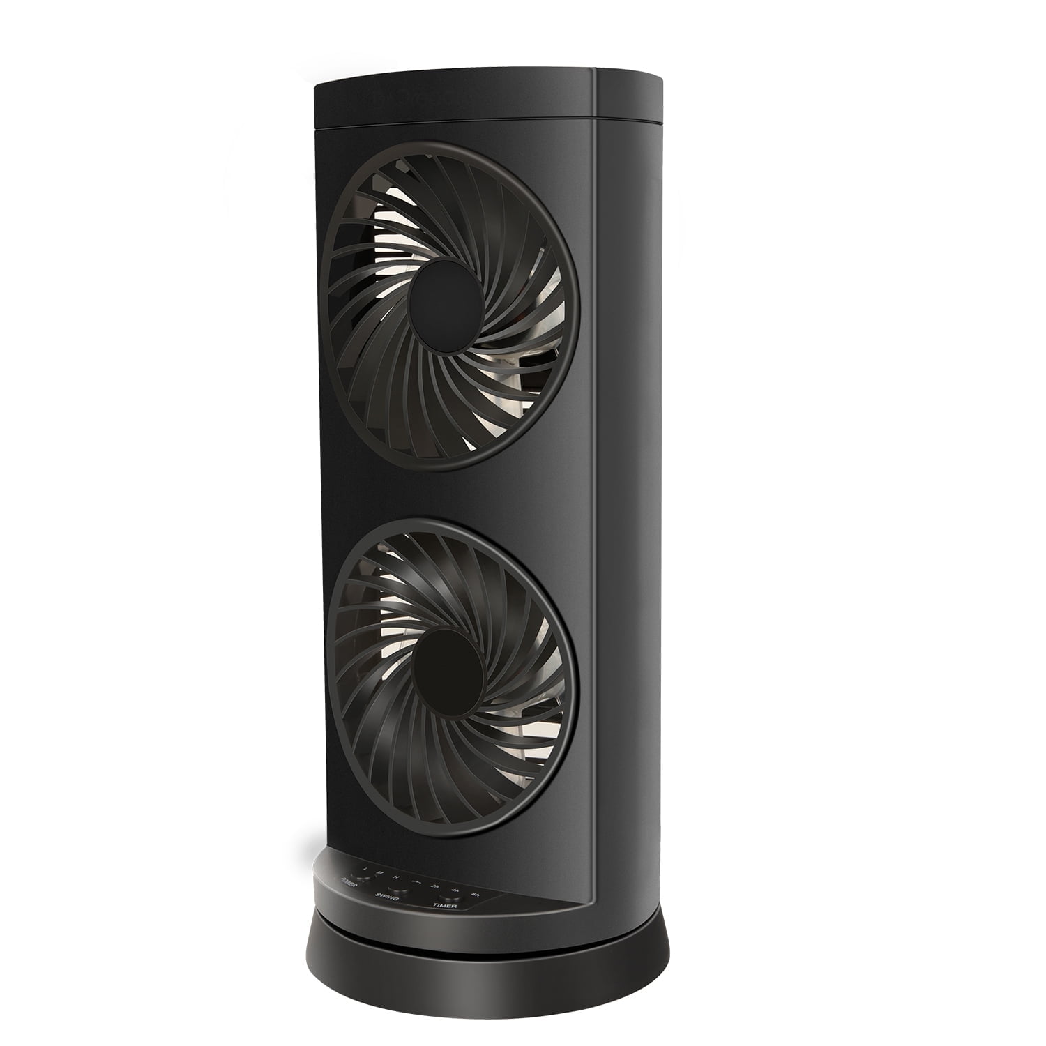 Black Dual Fan Oscillating Tower Fan with 3-Speed Settings
