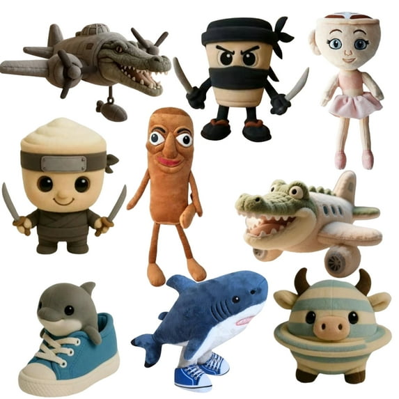 12" Tralalero Tralala Pig Italian Brainrot Toys, Soft & Snuggly, Perfect for Home Decor and Collectible Gift Italian Brainrot Tralalero Tralala AI Animals Toy