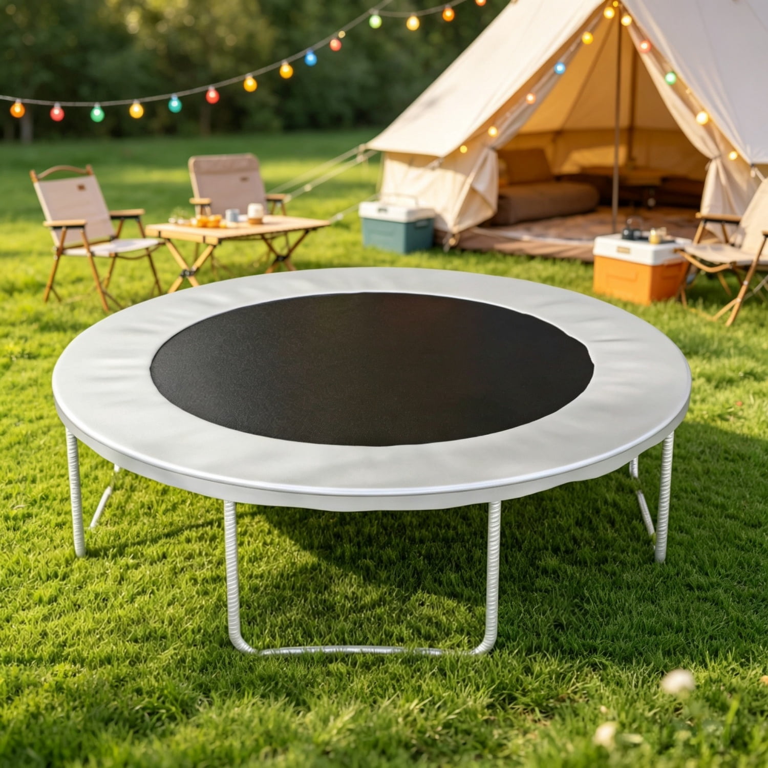 12' Trampoline Replacement Mat, 72 V-Hooks, Fits 5.5" Springs, for Backyard Old Trampoline Surface Upgrade, Black (Spring & Frame Not Included)