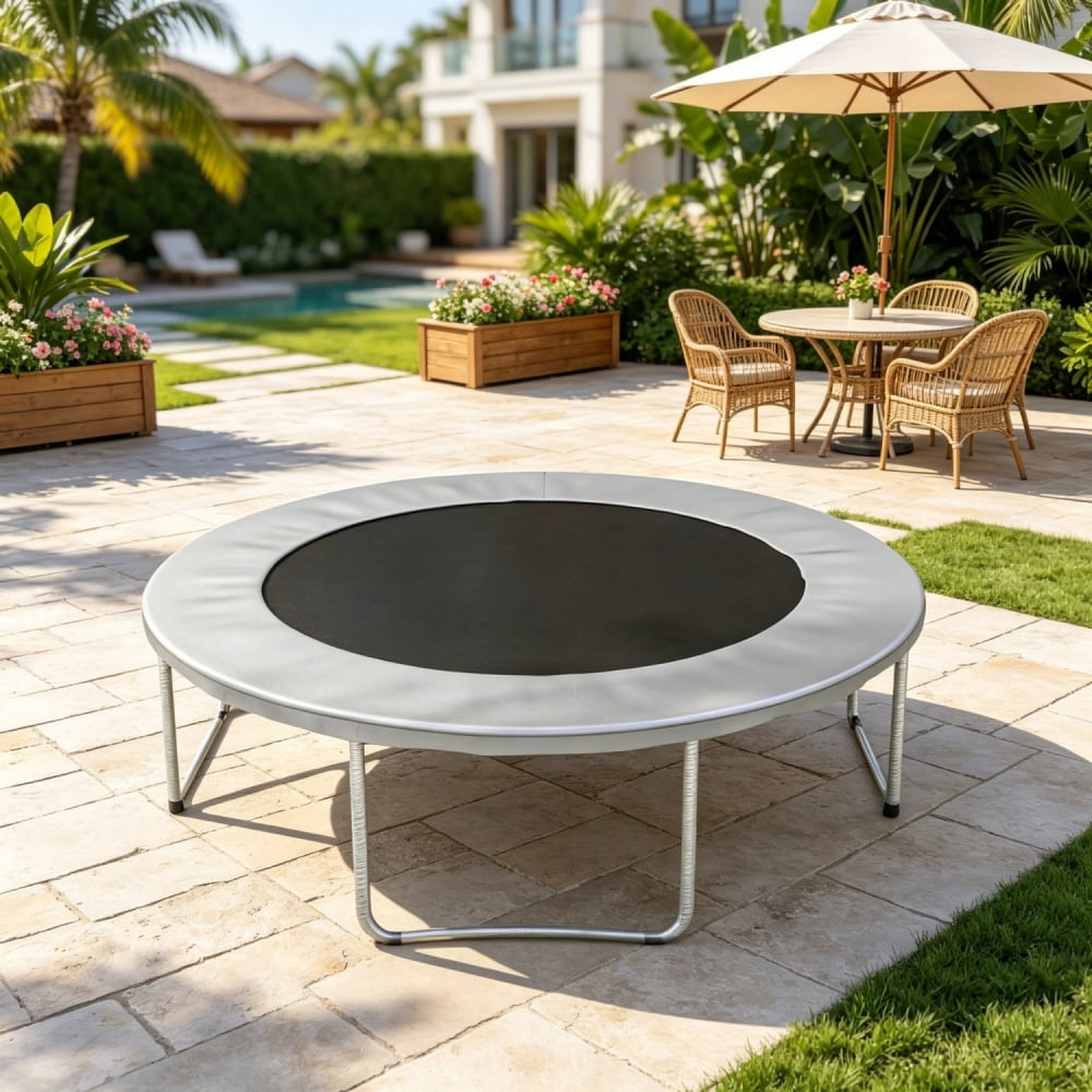 12' Trampoline Replacement Mat, 72 V-Hooks, Fits 5.5" Springs, for Backyard Old Trampoline Surface Upgrade, Green (Spring & Frame Not Included)
