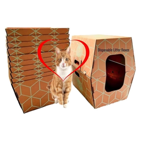 - 12 Trays, Disposable Litter Boxes for Cats - Litter Box, Fits Large Cats - Water Resistant Cat Litter Box - Made in USA, 19" L x17 W x 8.5" H tray - enclosed box